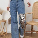 Pantalón de mezclilla con lentejuelas-DK2027# - 3