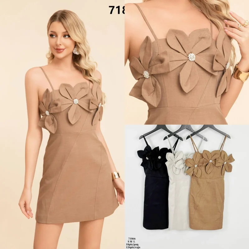 Vestido Con Flores Casual-71866-0-71866