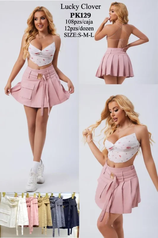 Falda Plisada Con Cinturón-1-PK129