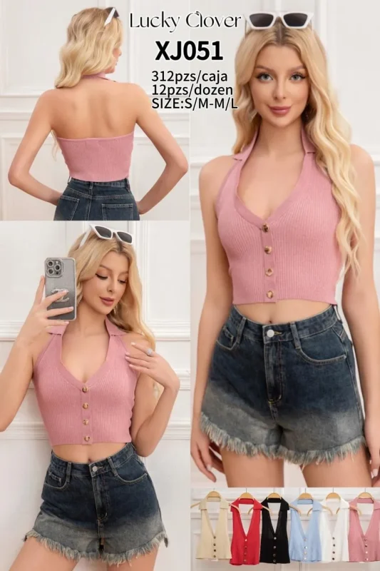 Blusa Sin Mangas Con Botones-0-XJ051