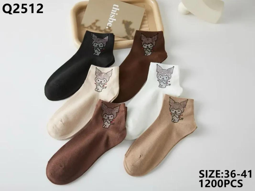Calcetines con diseño de gato y strass-Q2512
