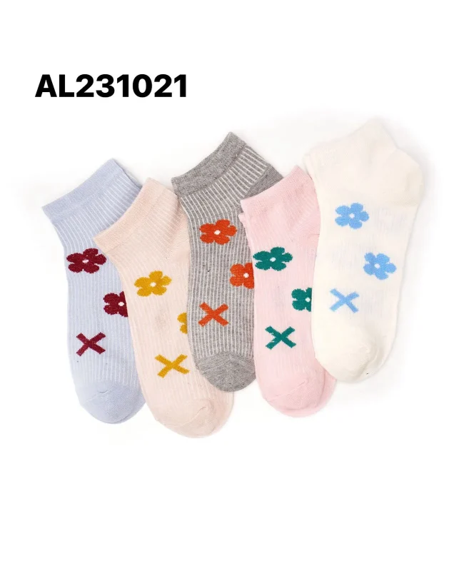 Calcetines medios de algodón con diseños florales-AL231021
