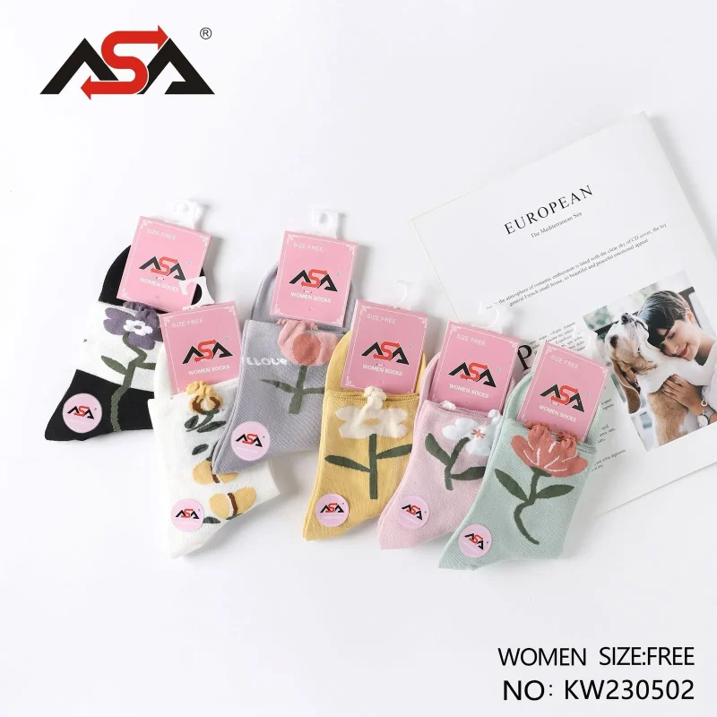 Calcetines de mujer con diseño floral-KW230502