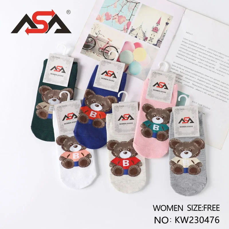 Calcetines de mujer con diseño de oso-KW230476