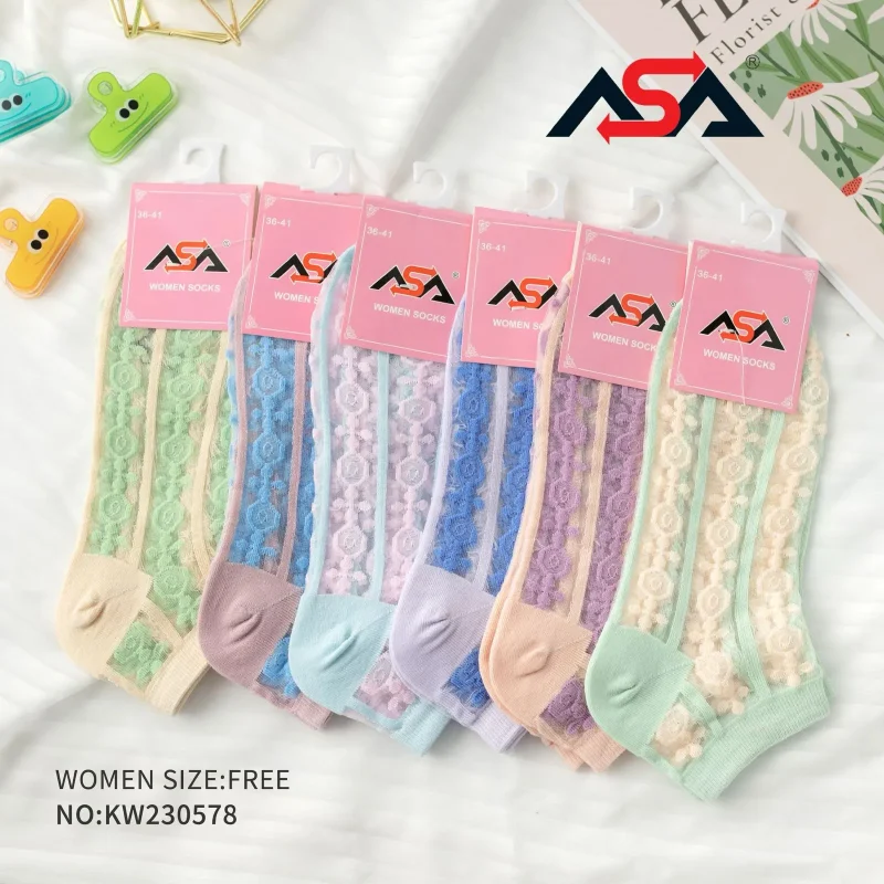 Calcetines cortos con diseño floral-KW230578