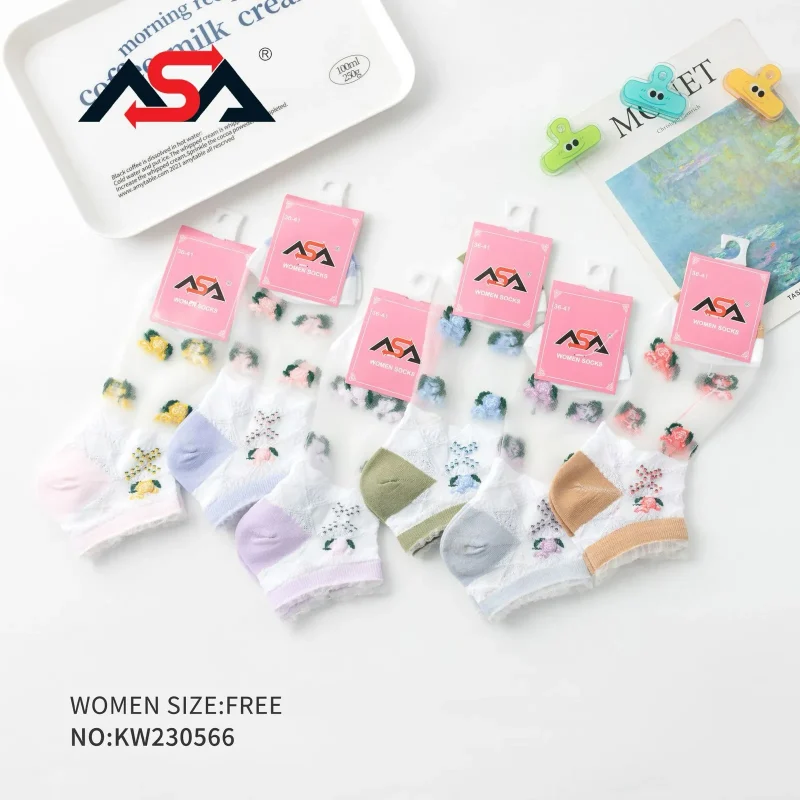 Calcetines de mujer con diseños florales-KW230566
