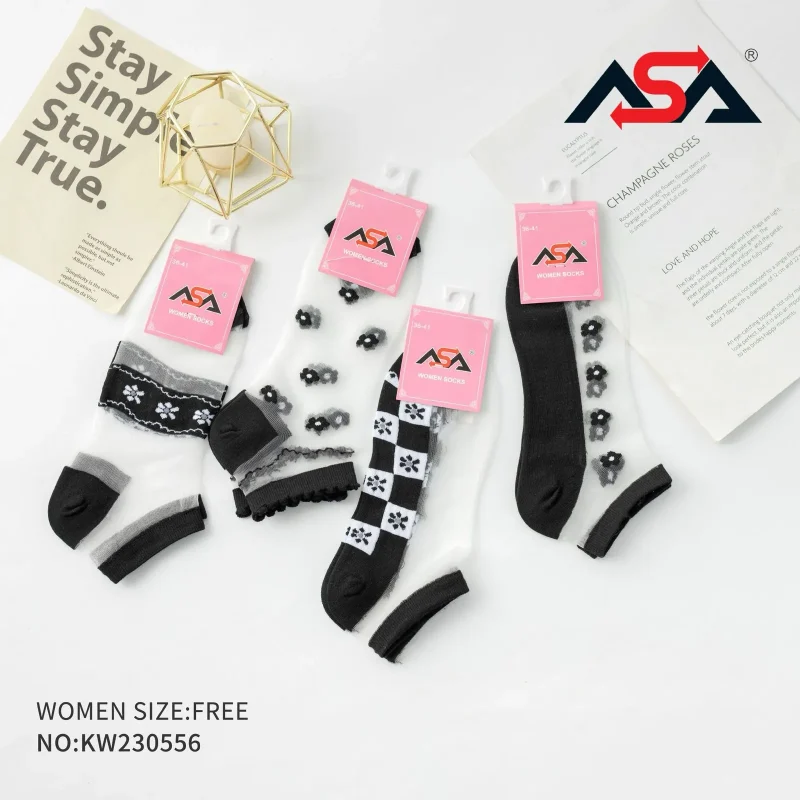Calcetines de mujer con diseños florales y geométricos-KW230556