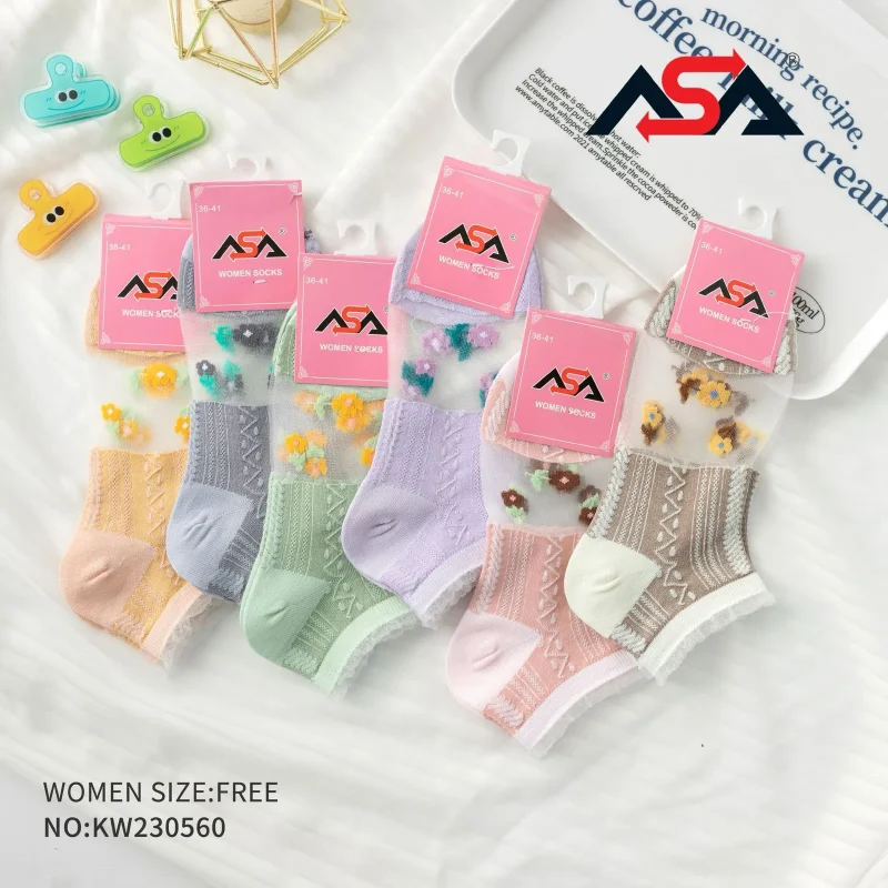 Calcetines de mujer con diseños florales-KW230560