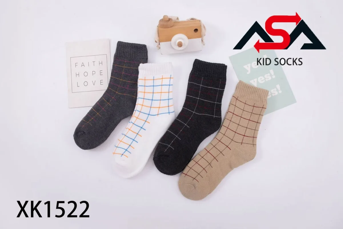 Calcetines para niños con diseño de cuadros-XK1522