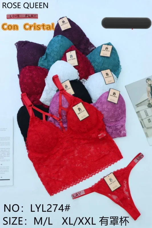 Conjunto Elegante De Encaje Con Cristal-LYL274