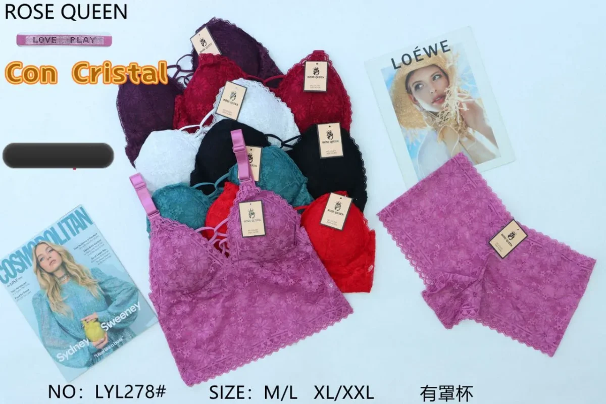 Conjunto Elegante De Encaje Con Cristal-LYL278