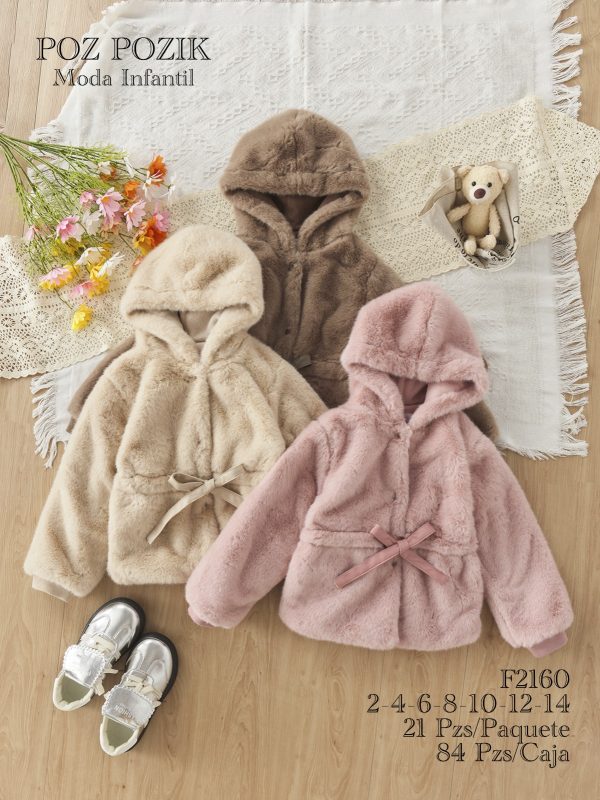 Abrigo con capucha para niña-F2160