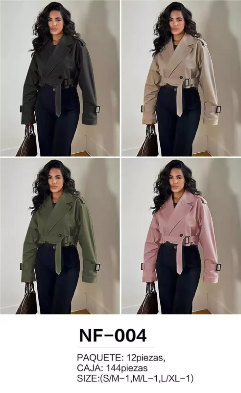 Abrigo corto con cinturón-NF004