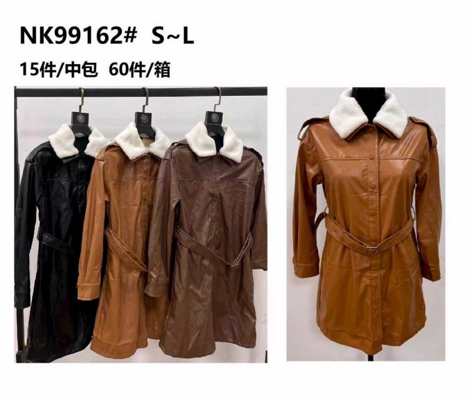 Abrigo tipo gabardina con cuello de borrego sintético-NK99162