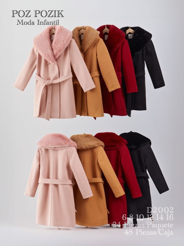Abrigo infantil con cuello de piel sintética-D2002