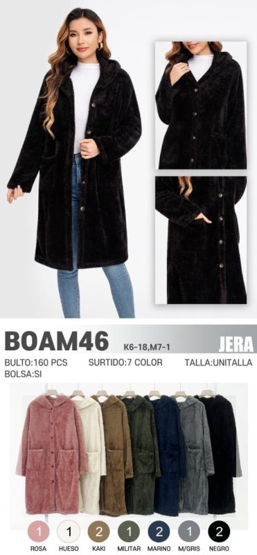 Abrigo largo afelpado con capucha-BOAM46