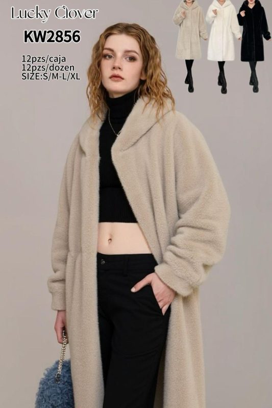 Abrigo largo de peluche-KW2856