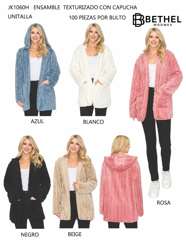 Abrigo texturizado con capucha-JK1060H