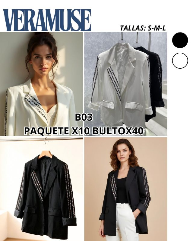 Blazer con detalles en mangas-B03