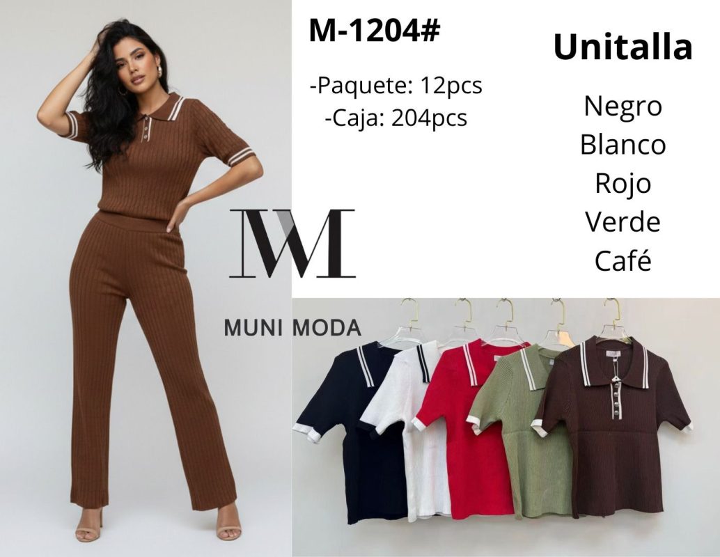 Blusa con cuello tipo polo-M-1204