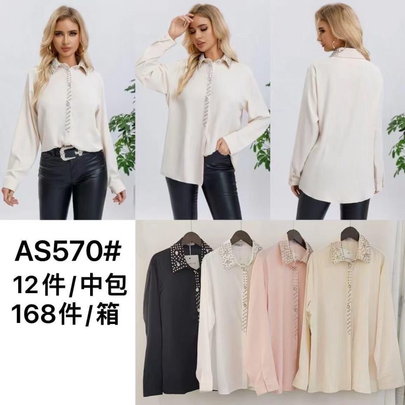 Camisa de mujer con cuello adornado-AS570