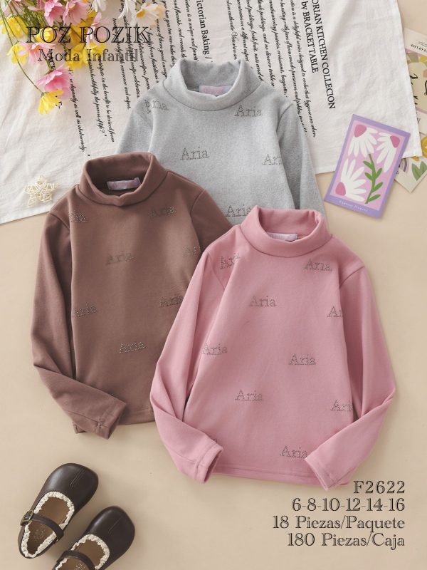 Blusa de cuello alto con estampado-F2622