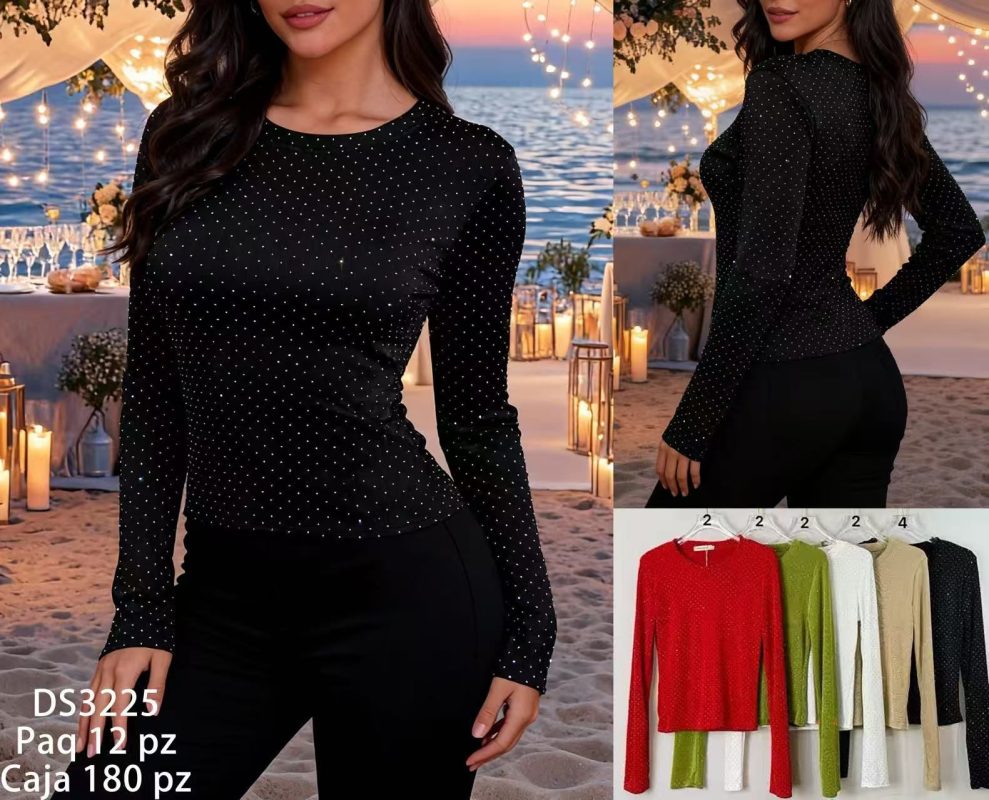 Blusa de manga larga con pedrería-DS3225