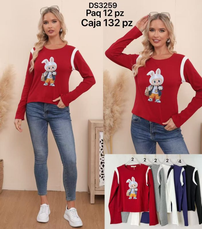 Blusa manga larga con estampado-DS3259