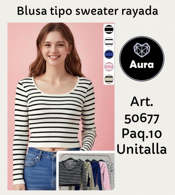 Blusa tipo sweater rayada-50677