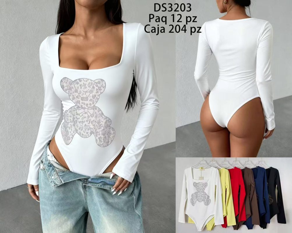 Body blanco con oso de brillantes-DS3203