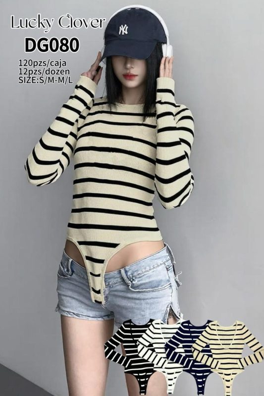 Body de manga larga a rayas-DG080