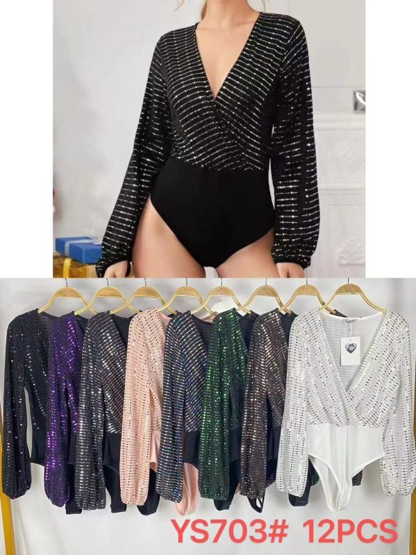 Body manga larga con brillo-YS703