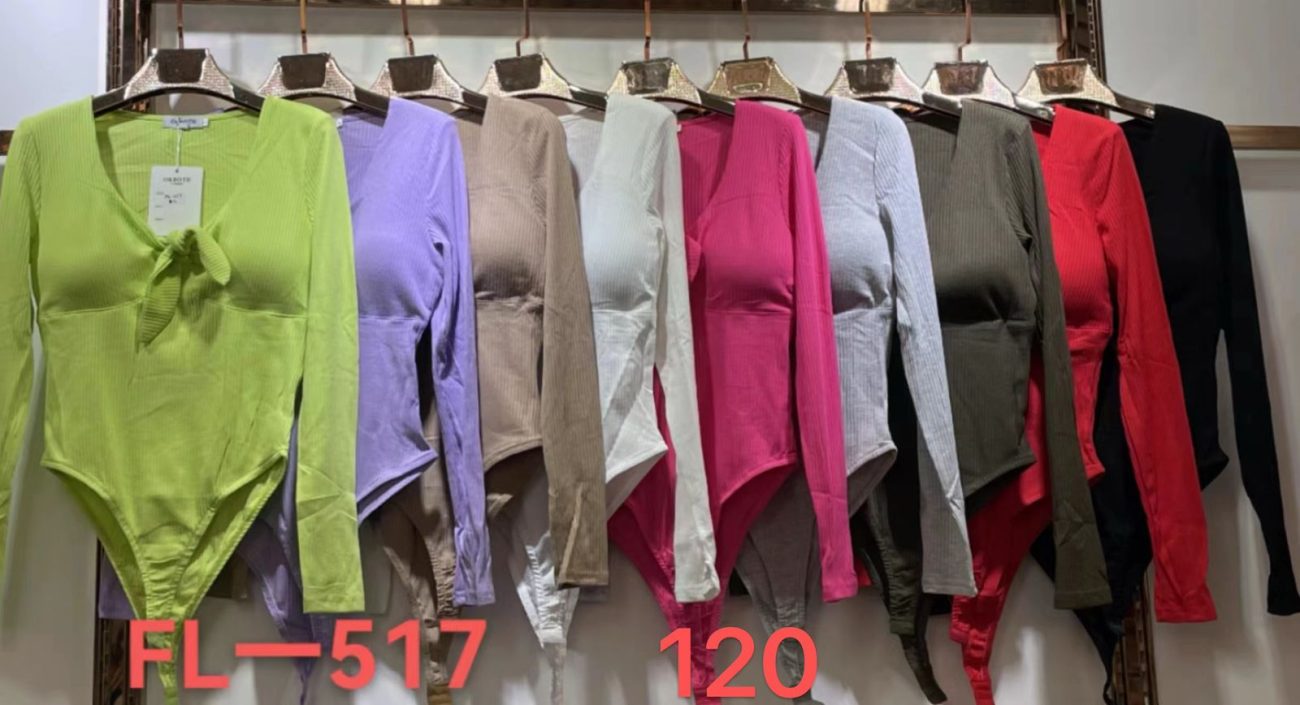 Body manga larga con detalle anudado-FL517