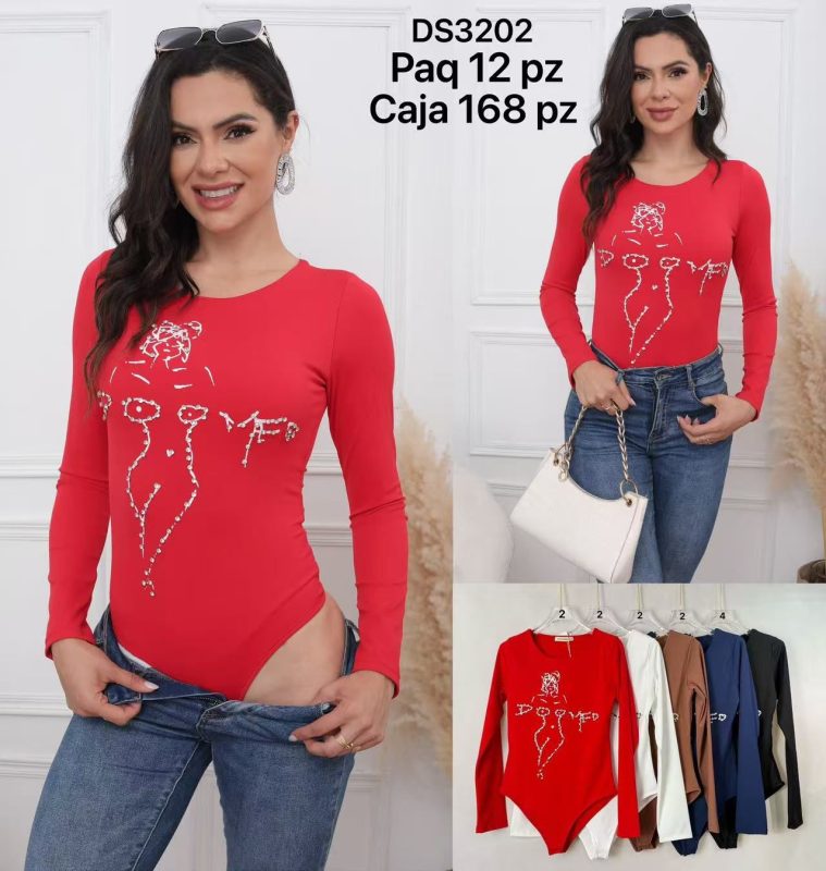 Body manga larga con diseño-DS3202