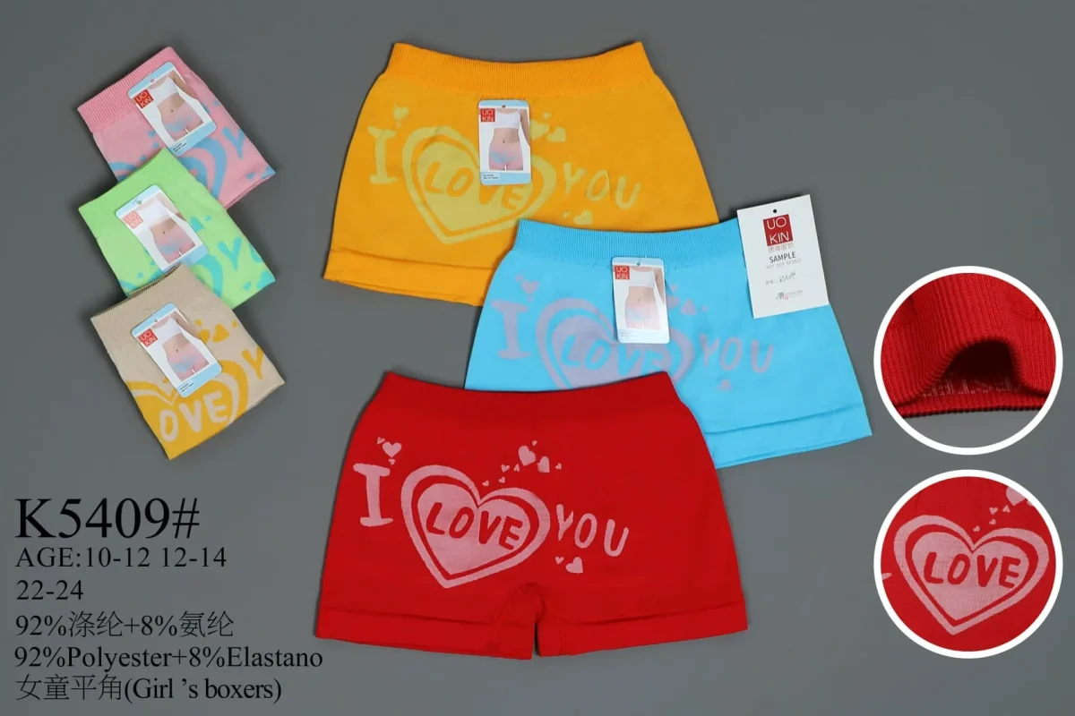 Boxers para niña con diseño I Love You-K5409#
