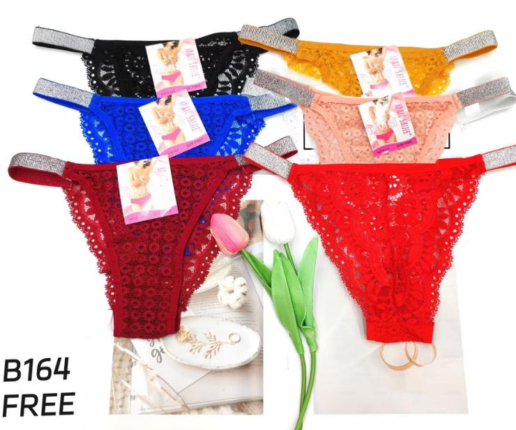 Bragas de encaje con detalles brillantes-B164