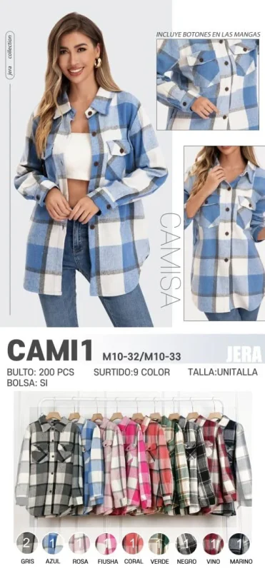 Camisa a cuadros con botones-B-CAMI1