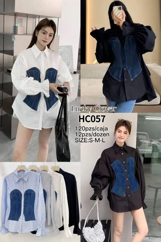 Camisa con corset de mezclilla-HC057