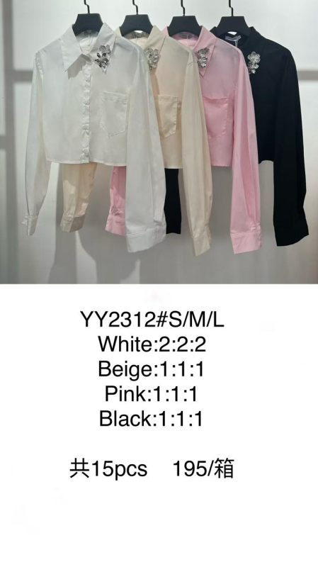 Camisa crop con detalle joya-YY2312