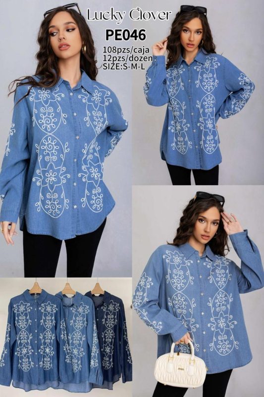 Camisa denim bordada-PE046