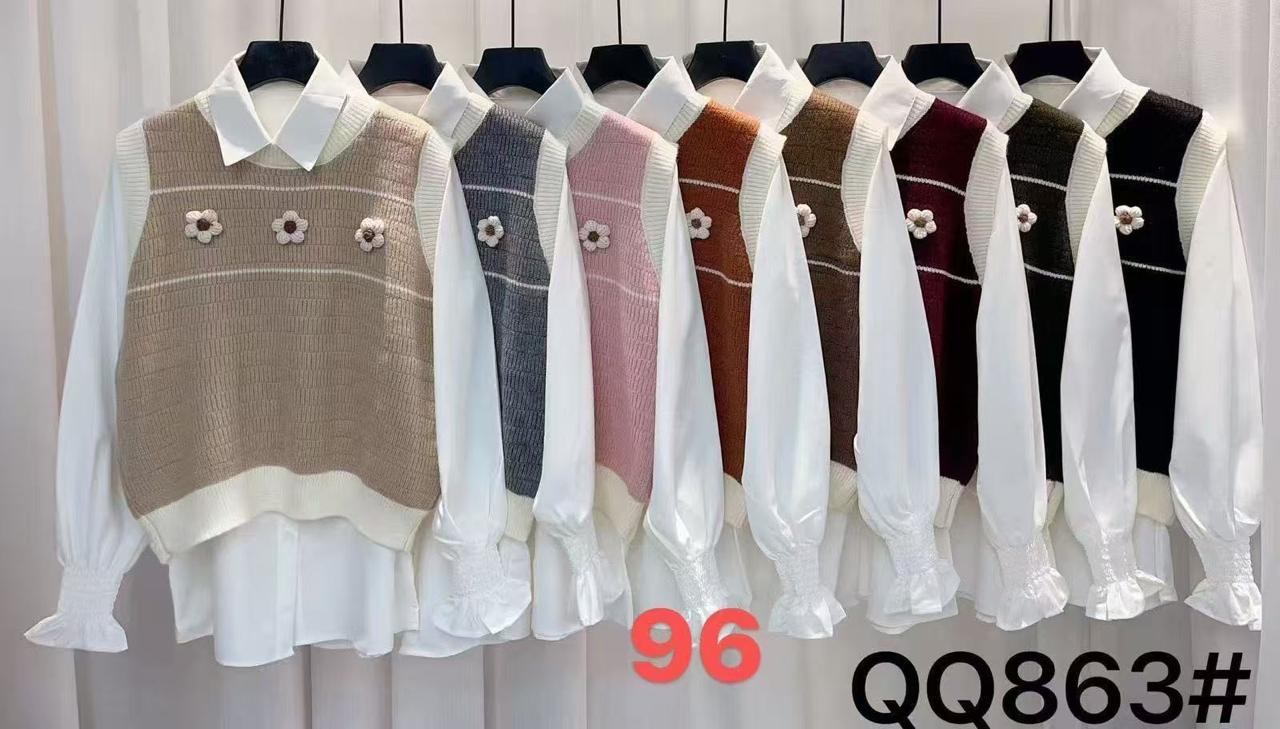 Camisa con chaleco tejido-QQ863