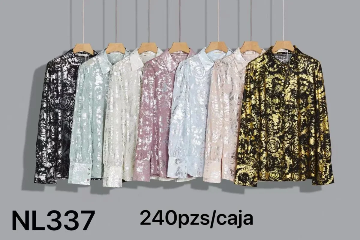 Camisas estampadas de manga larga para mujer-NL337