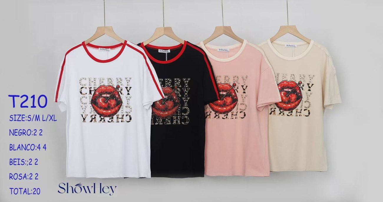 Camiseta con diseño de cereza-T210