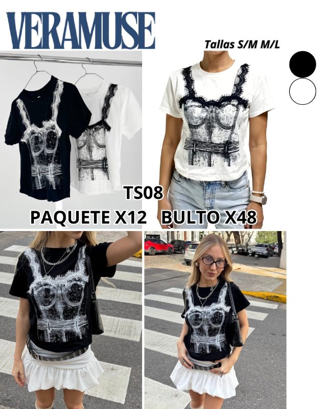 Camiseta con estampado de corset-TS08