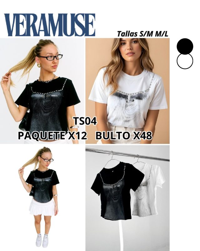 Camiseta con estampado y detalles-TS04