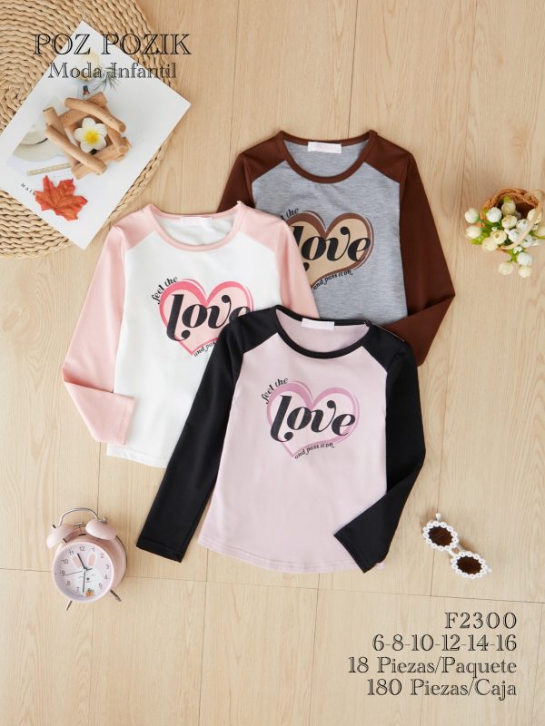 Camisetas manga larga "Love" para niña-F2300