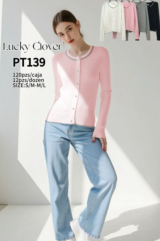 Cárdigan con Ribete de Pedrería-PT139