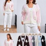 Cárdigan de punto con flores-EN028 - 3