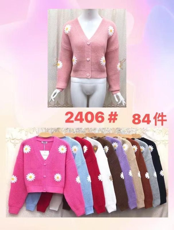 Cárdigan tejido con margaritas-JY2406