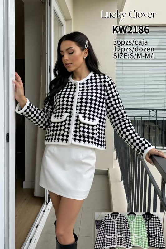 Cardigan Houndstooth-KW2186